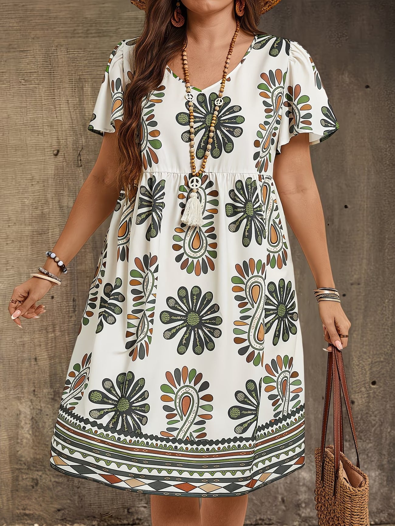 Women Curve Dresses Floral Print Dress (WCD004)