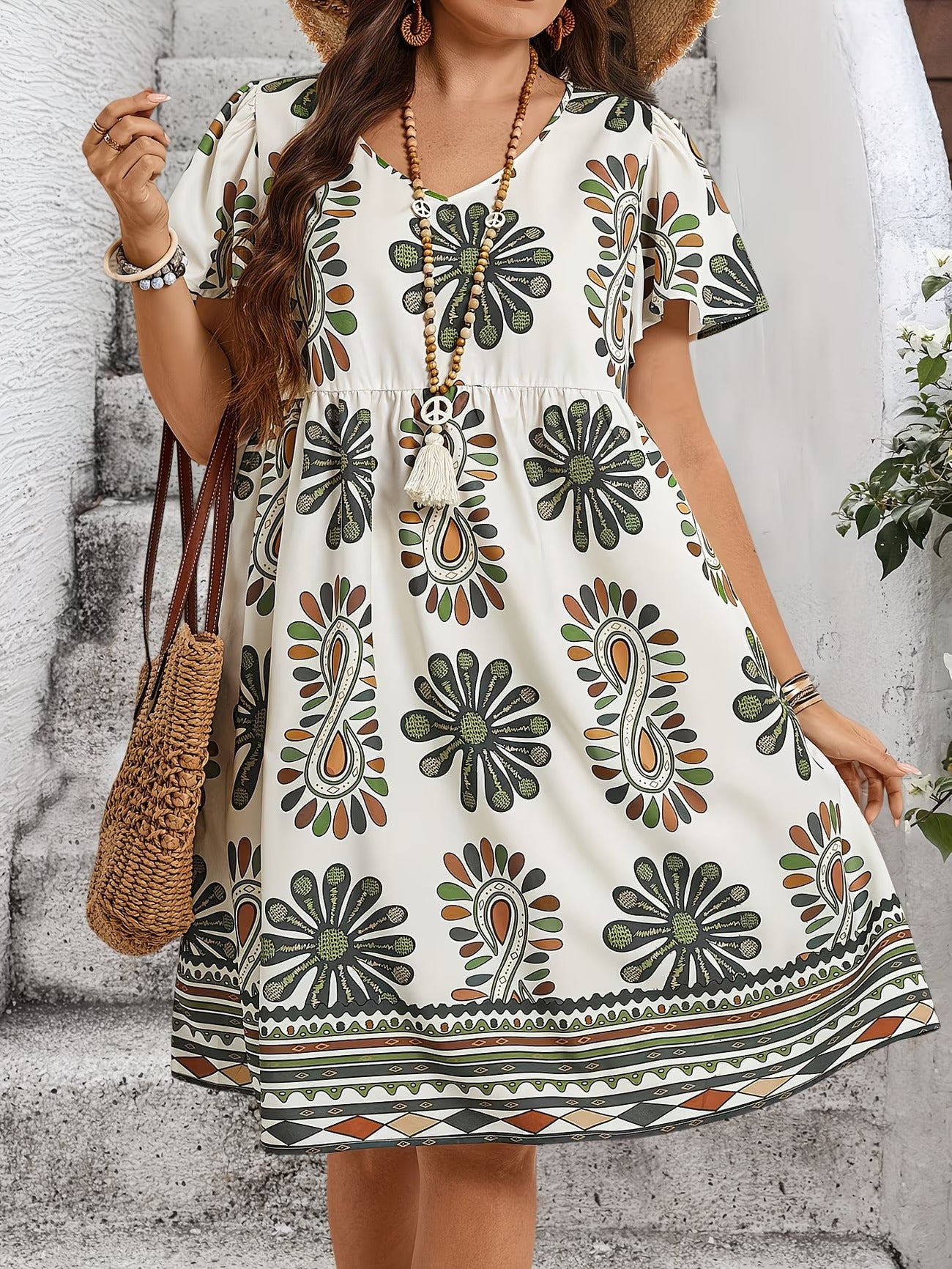 Women Curve Dresses Floral Print Dress (WCD004)