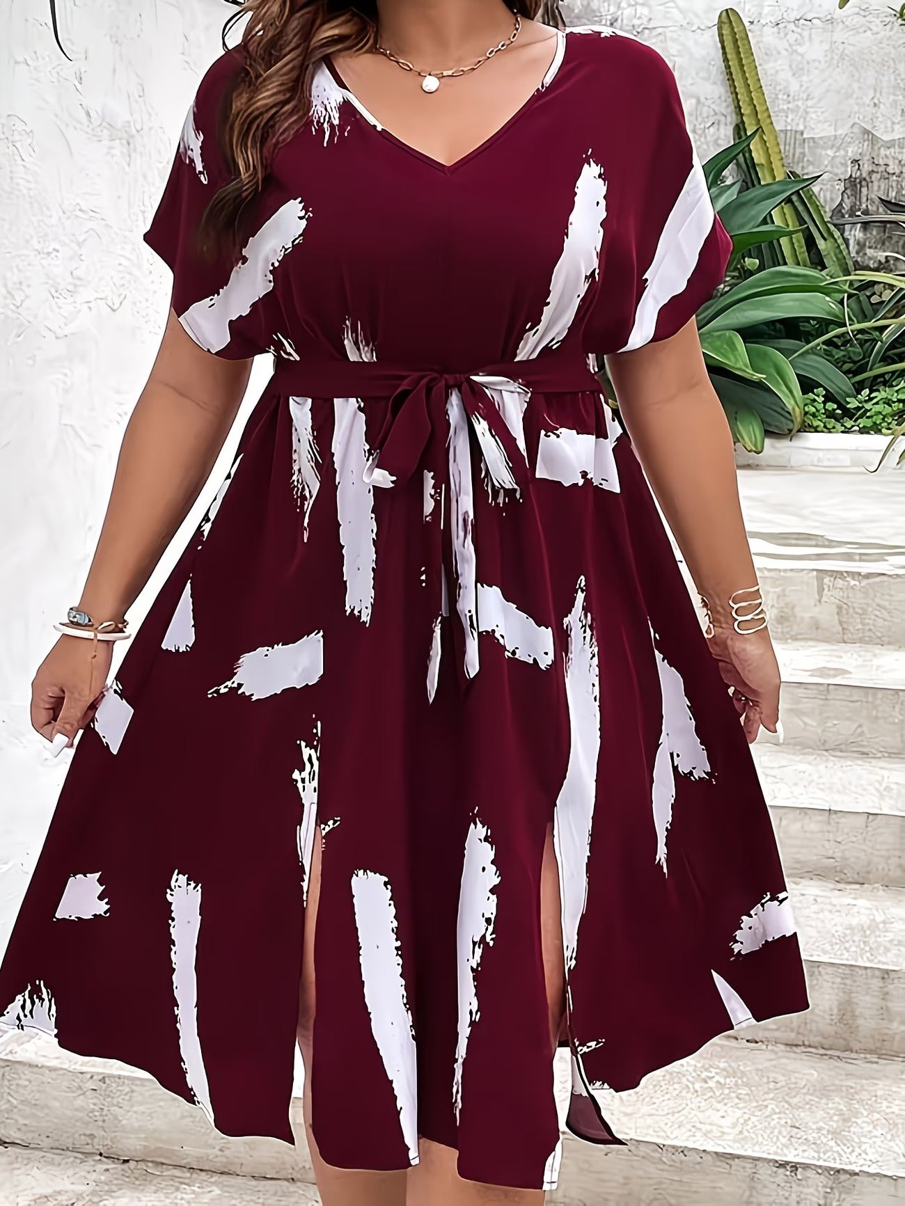 Women Curve Dresses Printed Dress (WCD006)