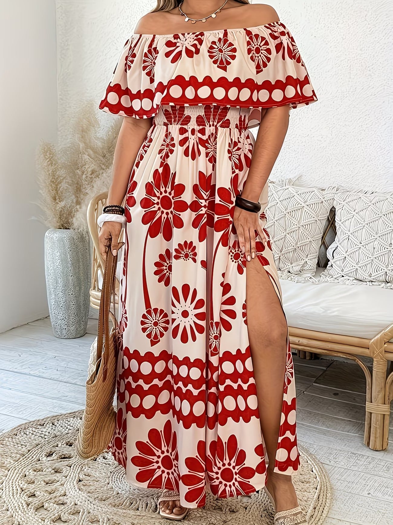 Women Curve Dresses Floral Print Dress (WCD003)