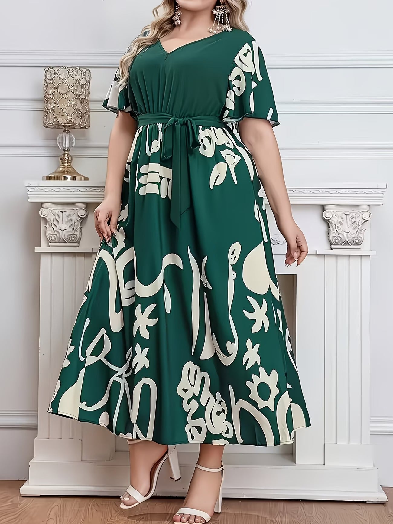 Women Curve Dresses Floral Print Dress (WCD005