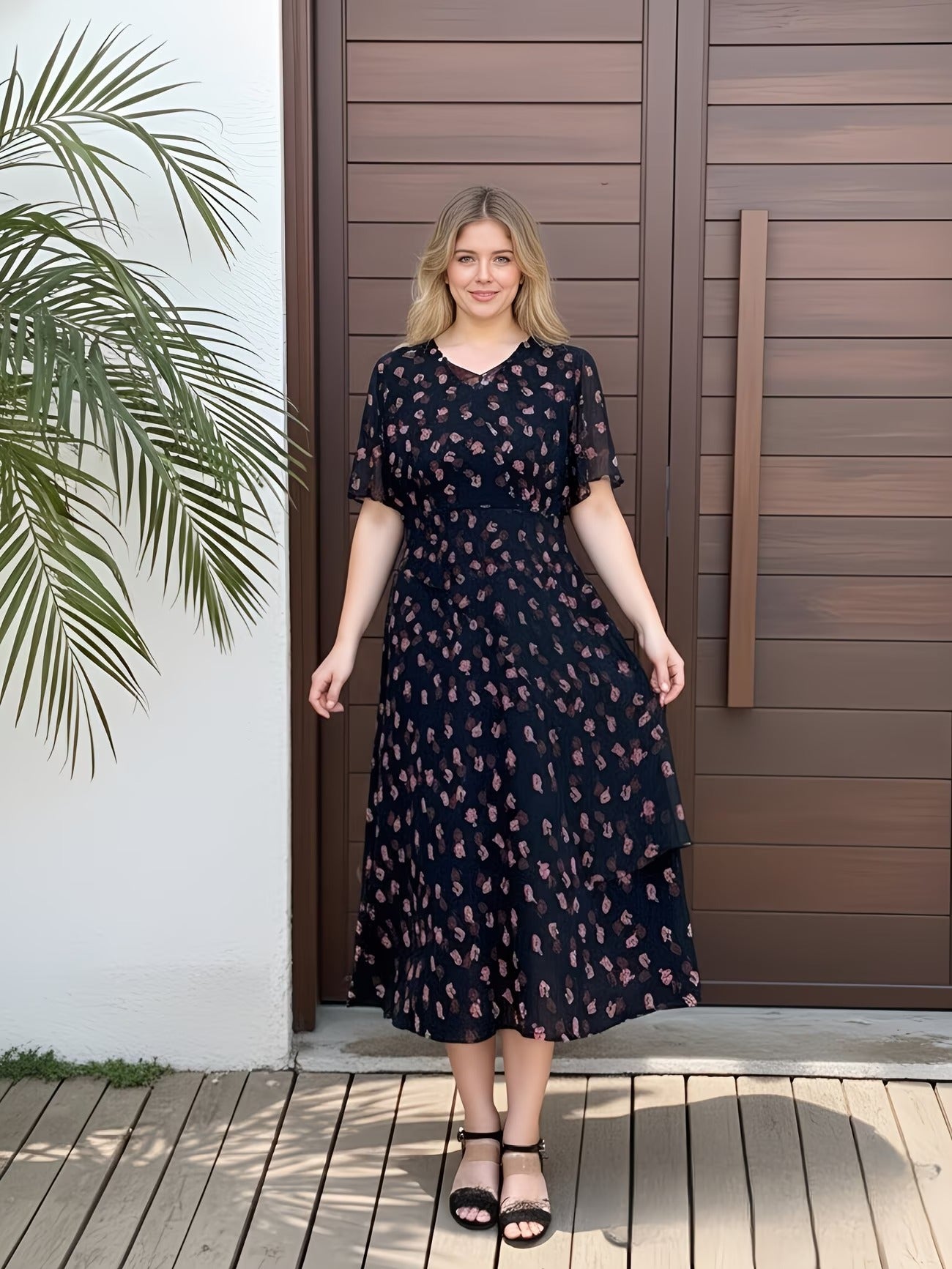 Women Curve Dresses Floral Print Dress (WCD001)