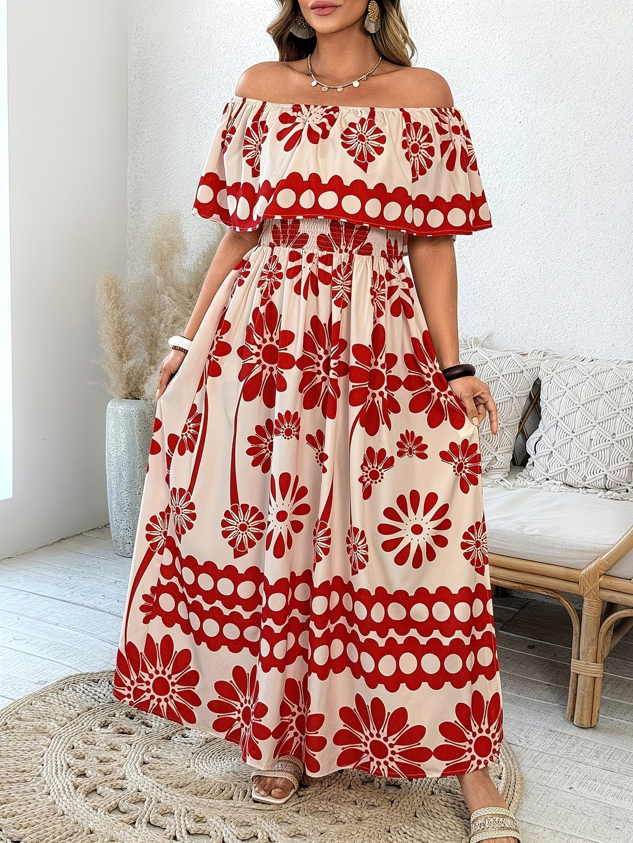 Women Curve Dresses Floral Print Dress (WCD003)