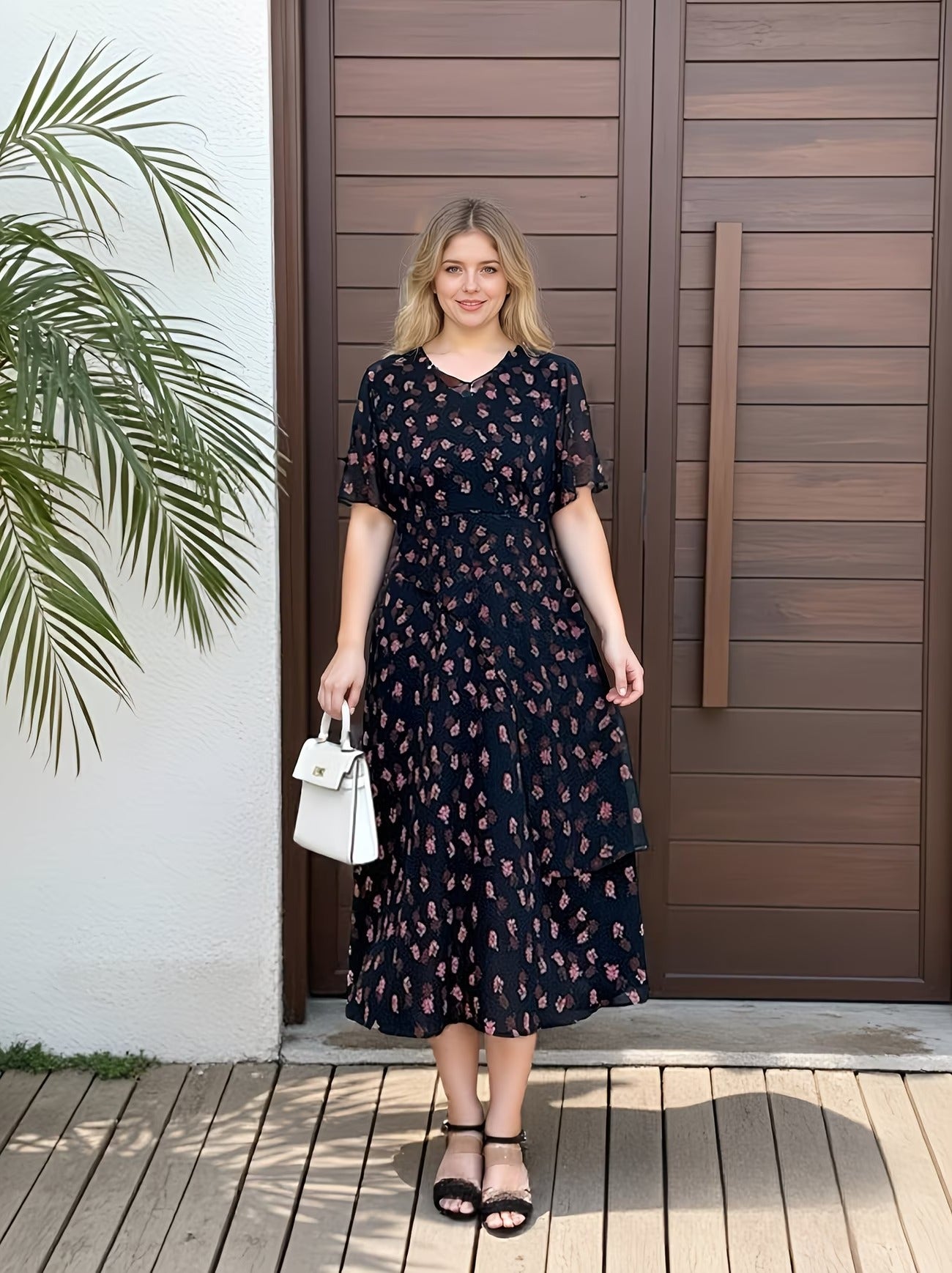 Women Curve Dresses Floral Print Dress (WCD001)