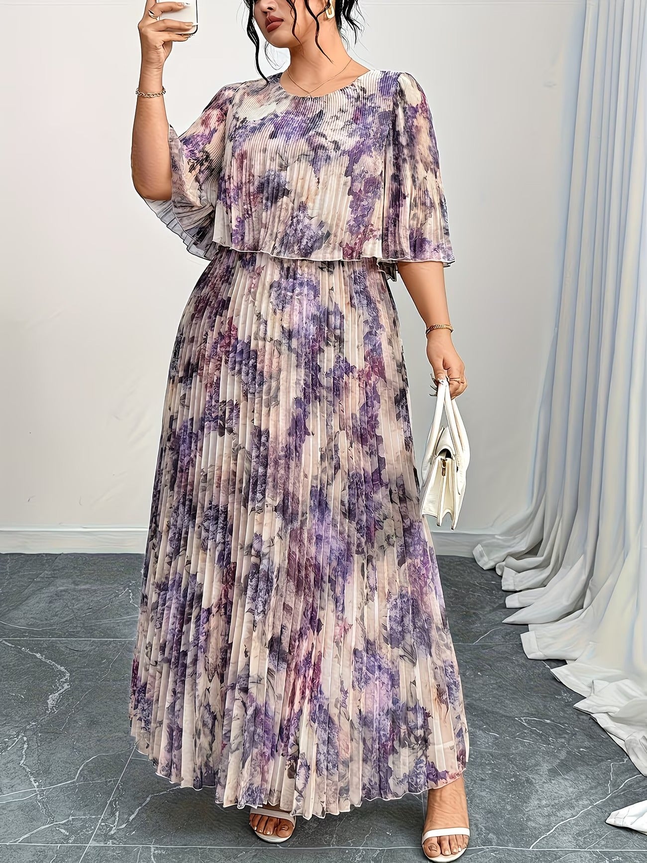 Women Curve Dresses Floral Print Dress (WCD002)