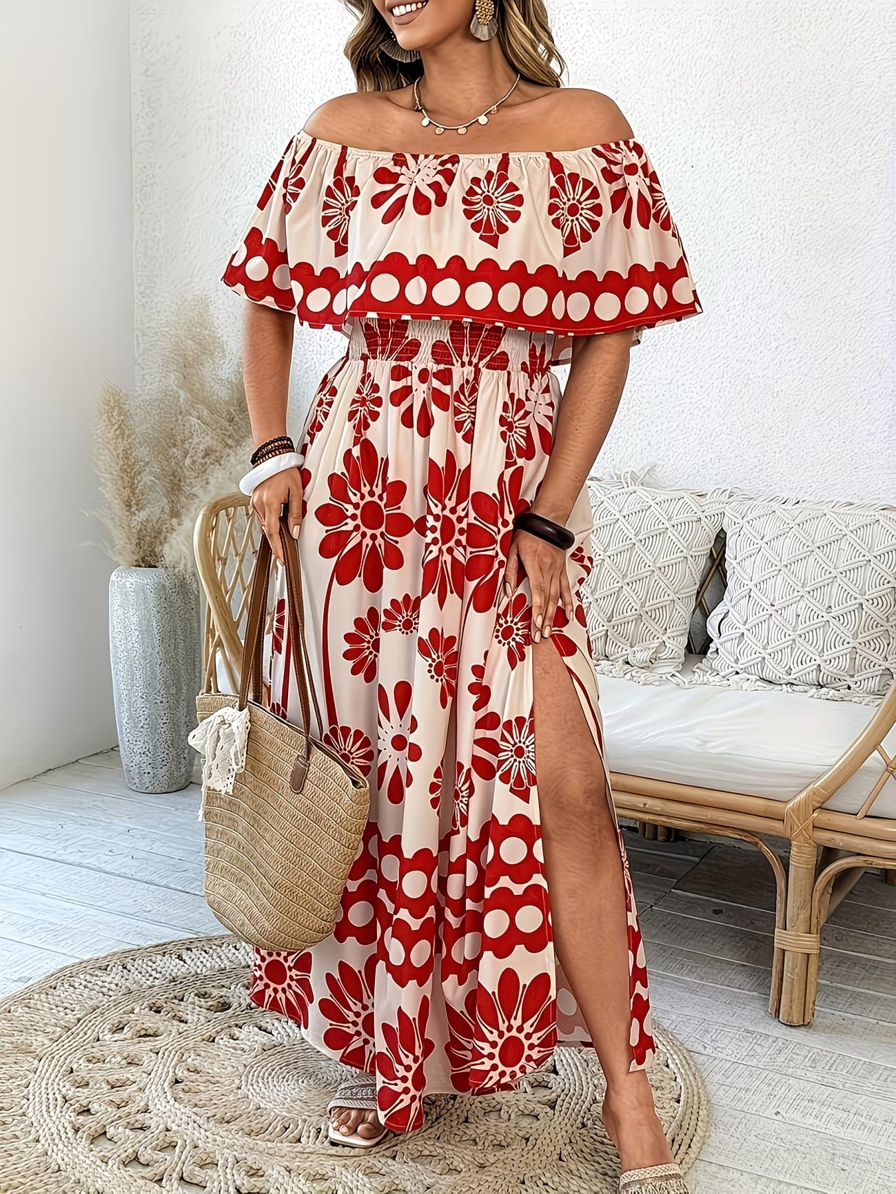 Women Curve Dresses Floral Print Dress (WCD003)