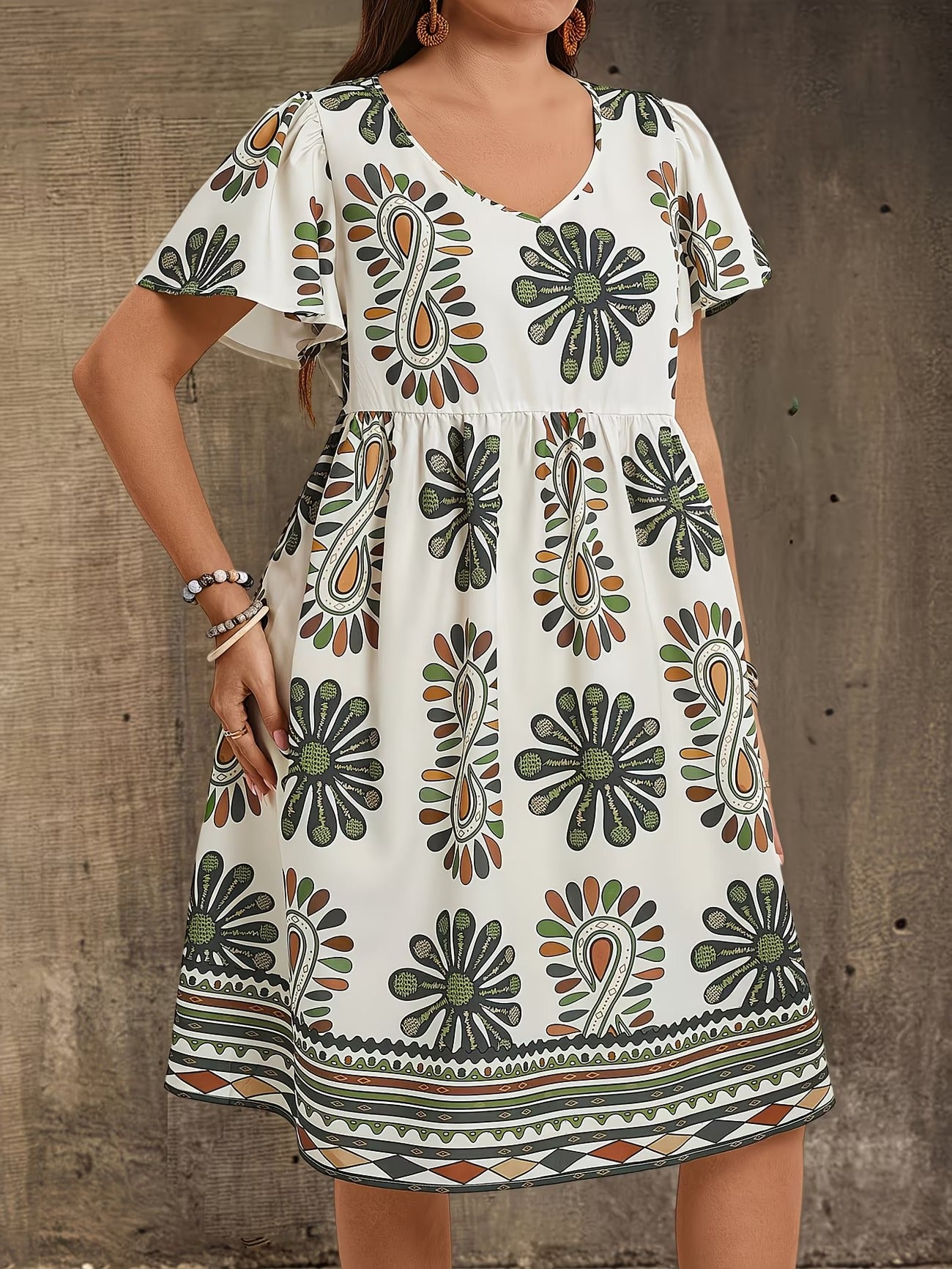 Women Curve Dresses Floral Print Dress (WCD004)