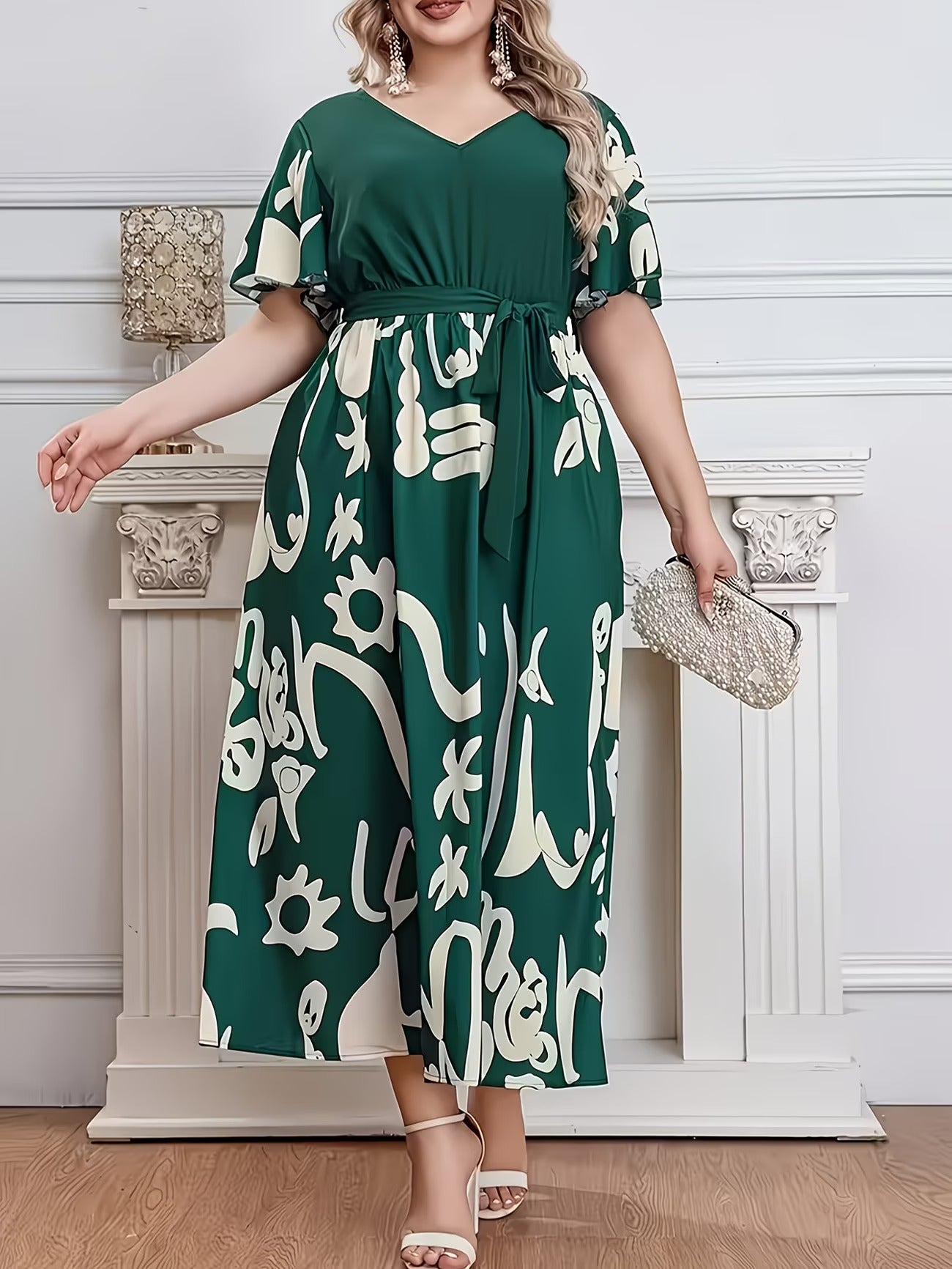 Women Curve Dresses Floral Print Dress (WCD005