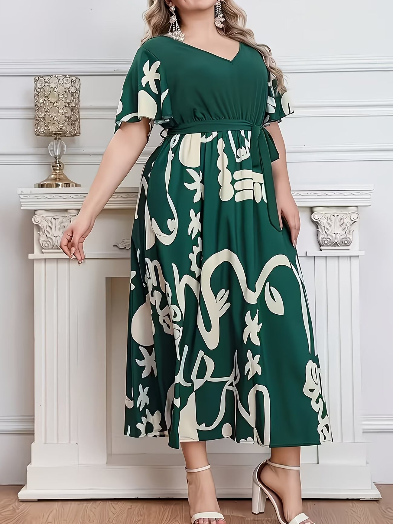 Women Curve Dresses Floral Print Dress (WCD005